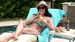 sunbathing hottie anissa kate takes a titty cumshot after poolside bbc dp threesome gp3254
