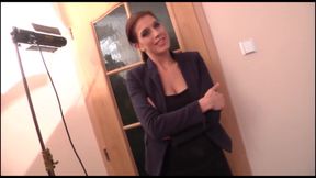 Brunette babe fucked by her partner after an interview