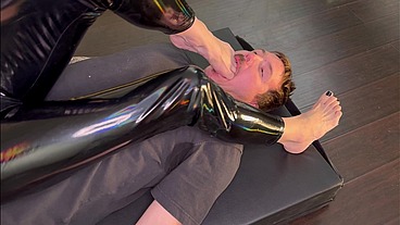 PVC Femdom Foot Worship