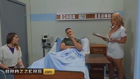 Sexy Buxom Blonde Nurse Savannah Bond Makes Her Patient Forget About His Health Problems & His GF