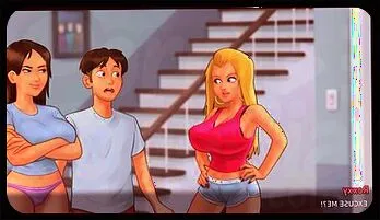 Two Horny Sluts Get Wild with Each Other's Big, Juicy Boobs - Summertime Saga 3D Porn Game