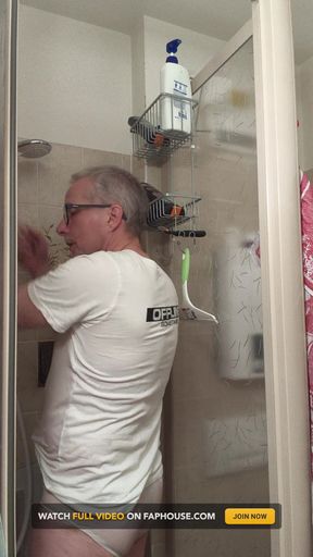Wet T-shirt and Wet Underpants While Showering
