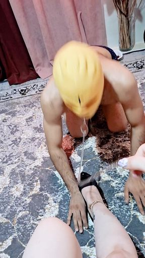 Mistress Fruit Spit Feeding & Intense Foot Worship Shoe Kissing BDSM Session Part 4