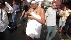 Curvy Cowgirl Shows Off Her Big Tits Post-Street Party Temptation