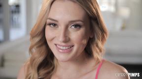 ”Cherry of the Month Charlotte Sins Inked Blonde Masturbates After Stripping”