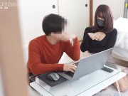 ビデオ会議中の彼氏にHなイタズラ👿いきなり濃厚フェラしたらおっぱいに大量の精子をぶっかけられました…　地雷系 巨乳 彼女 淫乱 痴女 m男 胸揉み 勃起 手コキ 射精 日本人 素人
