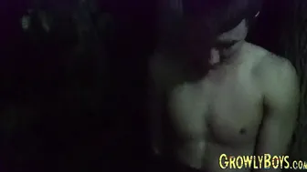 Young twink gets anal play with tentacles while furry watches and masturbates