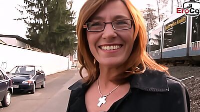 German old housewife approached on the street for sex casting