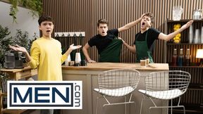 BOYS - Sam Ledger Asks Barista Joey Mills For Something Warm & Juice Colored So He Gets Cum All Over His Body