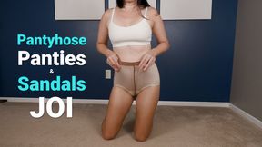 Pantyhose White Satin Granny Panties and Sandals JOI - Kylie Jacobsx - MP4 4K HD