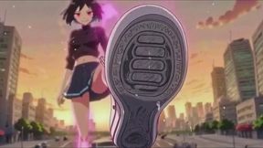 Anime Giantess Growth City Crush: White Converse Sneaker Car Stomp & Destruction POV