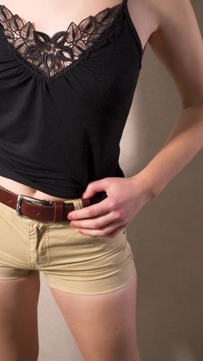 Teen Amateur In Tight Shorts Teases Her Visible Panty Line