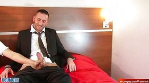 Don't touch my huge dick i'm not into guys !! Jerem in suit guy serviced