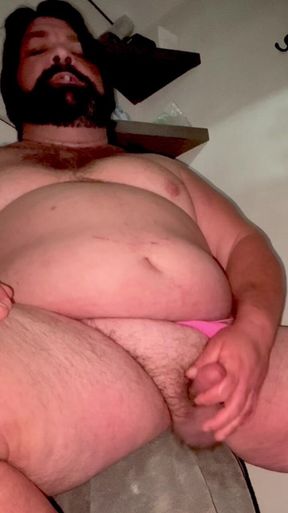 Fat Stepdaddy Smokes and Strokes in Jockstrap