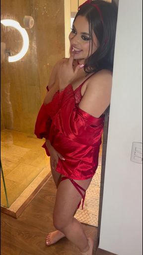 Mature slut seduces petite young woman and fucks her tight pussy with a big dildo until she squirts a huge load