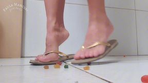 feet crushing - candies bear
