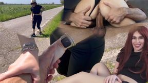 Stranger ravishes Country Road runner with massive dildo
