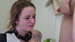Pretty BDSM fetish teen Jessica Kay deep throats her masters cock after hard anal