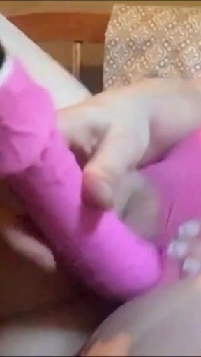 Making myself orgasm in cum stained pink panty   Clip 2
