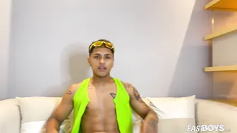 Colombian Twink Thiago Kurly Jerks His Uncut Cock in Solo Audition