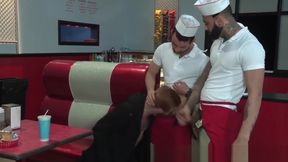 RagingStallion Big Fat Meat Orgy at the Diner!