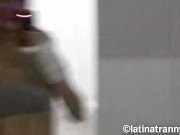 Nikki Montero in a public ladies gym bathroom