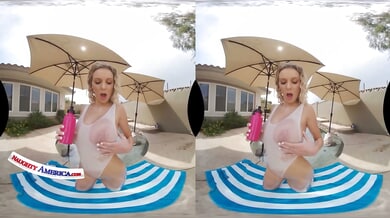 Aiden Ashley and Tiffany Watson give an oiled three-way massage with foot play