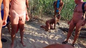 Nudist Beach Gang Fuck Bukkake Orgy