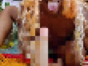 Ebony eGirl in Pikachu Ears Gets Kinky: Spits & Licks Her Favorite Dildo!