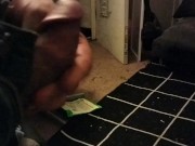 Dick fapping while straight roommate is wandering the apartment