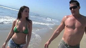 Melina Mason romantic date on the beach ending up with hot sex fun