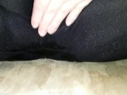Pissing in spandex leggings