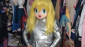 Shiny silver pvc dress kigurumi layered breathplay cosplay