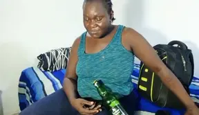 Horny older man meets sexy ebony babe in live Lagos interview