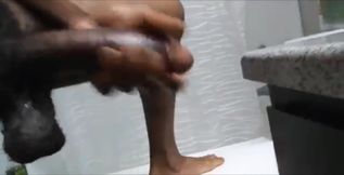 Stroking Rubbing Shaking My Huge Black Cock