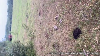 Farm Girl Rubs Pussy and Cleans Off Cum-Soaked Toy