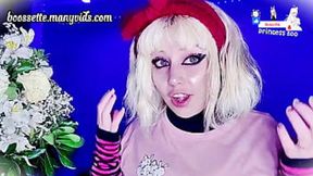 Soft-Bodied Blonde in Red Bow and Emo Makeup Tease Review'