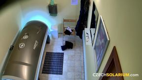 Czech Solarium 22: Brunette with Tiny Tits Puts on a Show for the Camera
