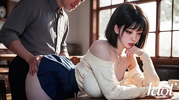 Here! Top Asian girl fucks in a cafe [AI]