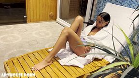 Petite Latina Oily Footjob Steamy Sauna Surprise