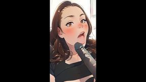 cartoon solo girl masturbation and sucking black dildo