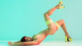 ”Big tits buxxom Latin teen DJ strips to flaunt juicy hot ass”