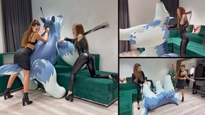 Punishment of the naughty inflatable wolf