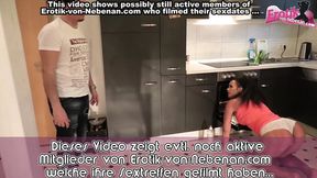 German amateur milf in kitchen caught getting threesome mmf
