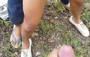 3 Asian boys having fun in woods (1'03'')