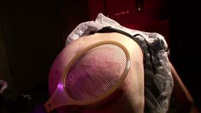 Tied up slave gets pegged and whipped by latex femdom