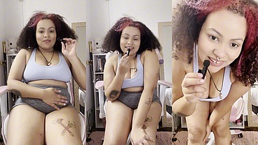 BBW Farts on microphone with thight shorts JOI