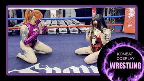 Sensual Mortal Kombat: Mel Fire and Bunnylha Contest Dominance in the Erotic Ring (1080 EN SUB) - Female Wrestling - Cosplay - Headscissors - Strong Legs