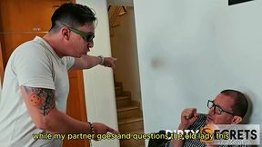 strangers arrive at my house, tie up my husband, i fuck one of them, and my husband catches us