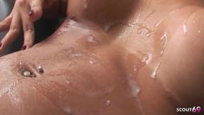 Redhead Latin Tranny Fucked Anally by Guys During a Gangbang